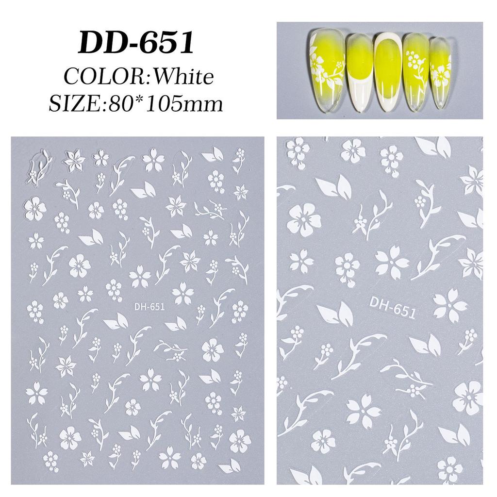 3D Magic Mirror Flower Nail Stickers with Adhesive - Japanese-Style Hot Stamping Design