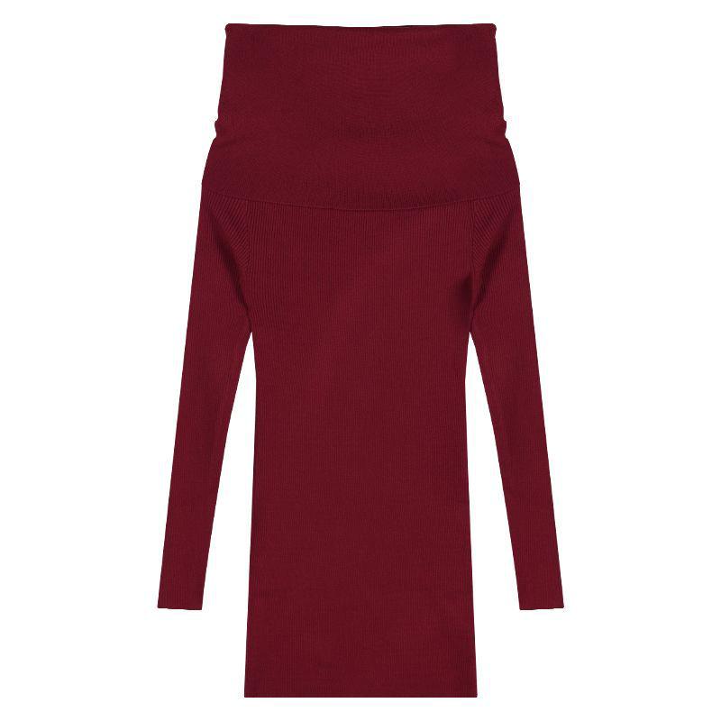 Women's One-Shoulder Red Bodycon Dress: Sexy, Long Sleeve, Slimming Short Skirt for Spring, Autumn, and Winter
