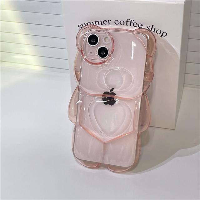Ins Japan Cute 3d Bear Transparent Phone Case For Iphone 14 13 12 11 Pro Xs Max X Xr Cartoon Clear Animal Shockproof Soft Cover