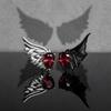 Red Zircon Earrings For Women Gothic Punk Wing Angel Devil Ear Studs Jewelry Gift