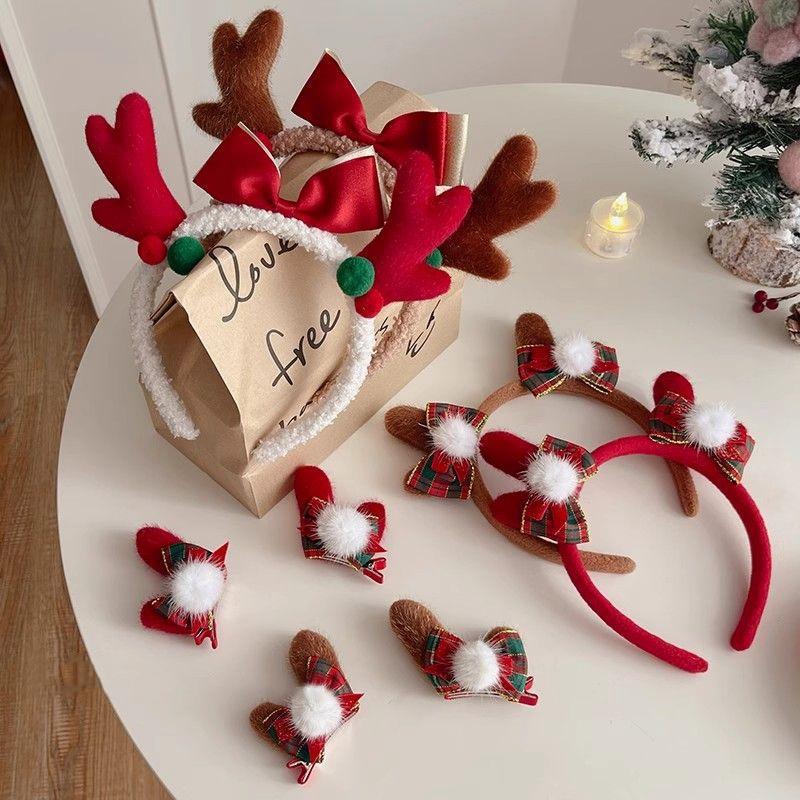 Christmas Headbands for Women Kids Xmas Hair Clip Side Clips Bangs Clips Cute Reindeer Headband Hair Accessories Party Favors