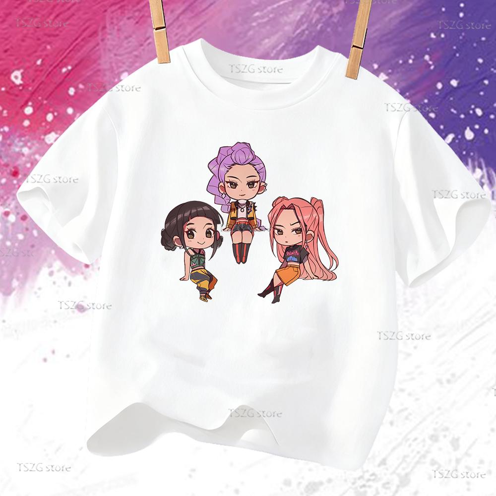 Boys Tee Girl Clothes Movie Cartoon Kid T-shirt KPop Demon Hunters Print Fashion Casual Summer Short Sleeve Tops