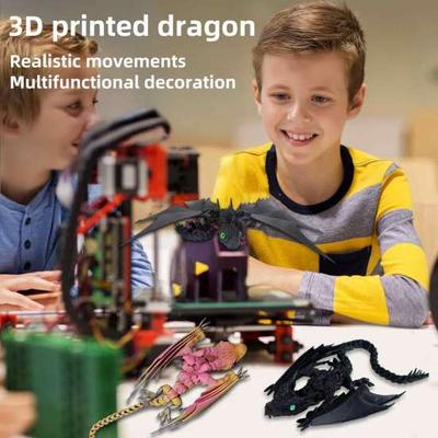 3D-gedruckter geflügelter Drache, beweglicher Drache mit Hörnern, Flügeln, flexibler Drache, Fidget-Spielzeug, Desktop-Haustier für Heim- und Bürodekoration, Stressabbau