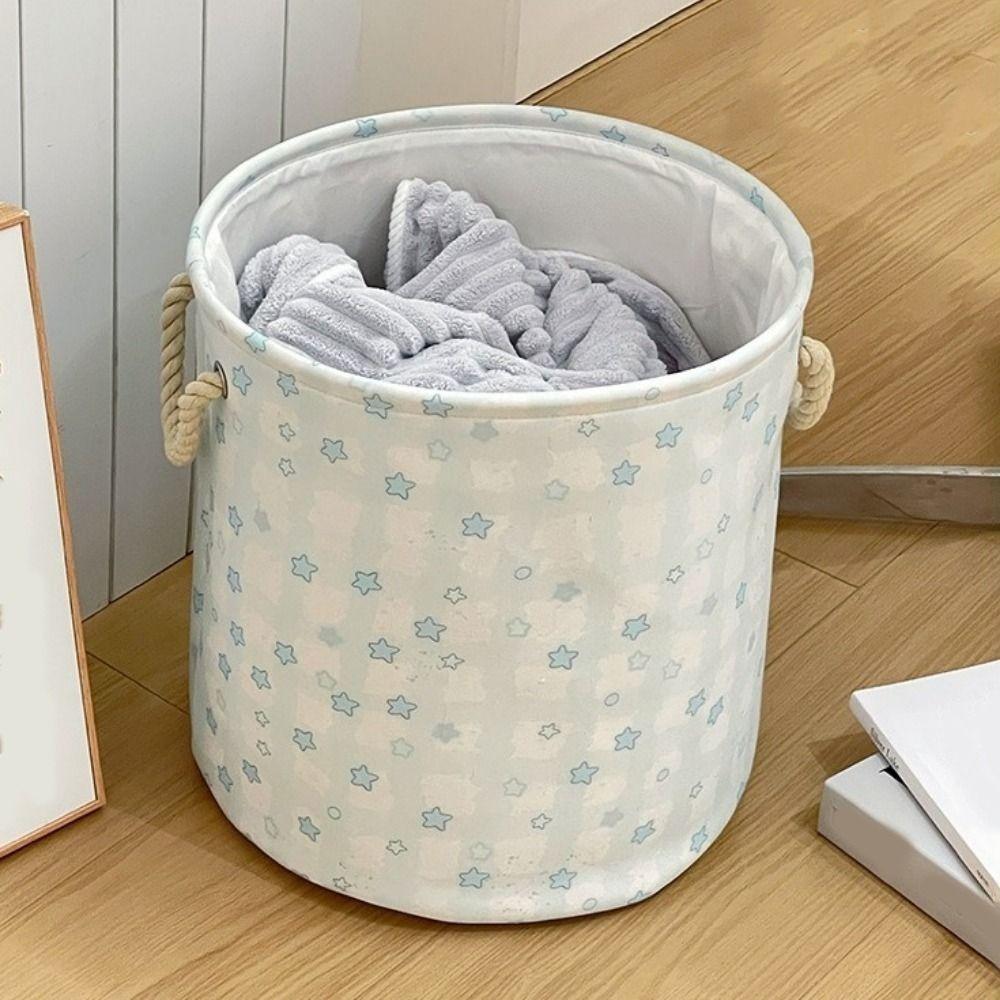 Cute Dirty Clothes Basket Round Shape Sundries Storage Basket Portable Laundry Hamper Apartments