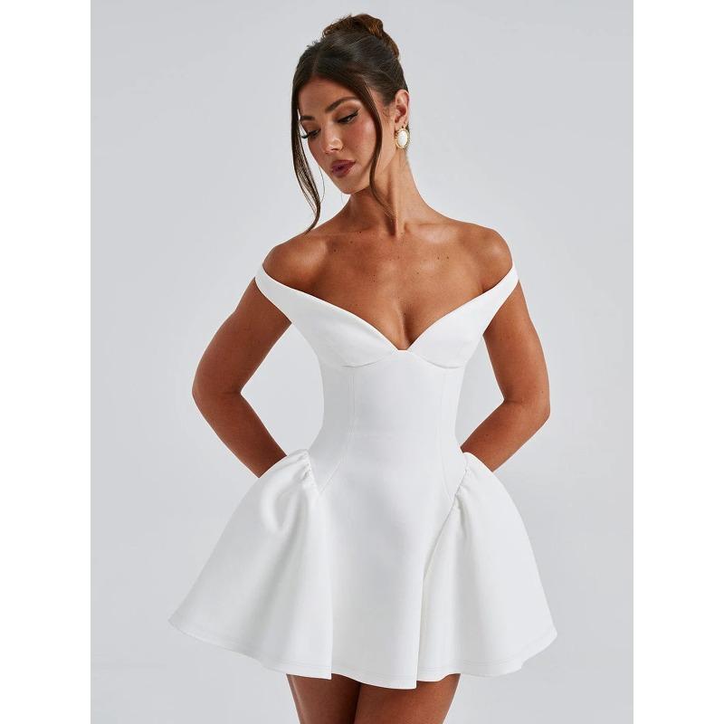 Women's Autumn New Sexy Collar Low Chest Spice Girl Halter Solid Color Slim Dress Dress Women