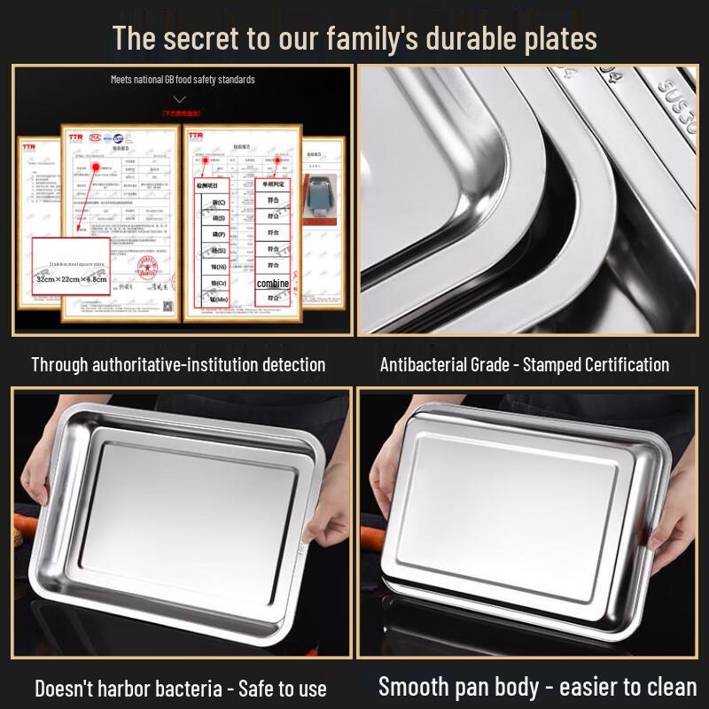 Zhaoran 304 Stainless Steel Rectangular Serving Tray