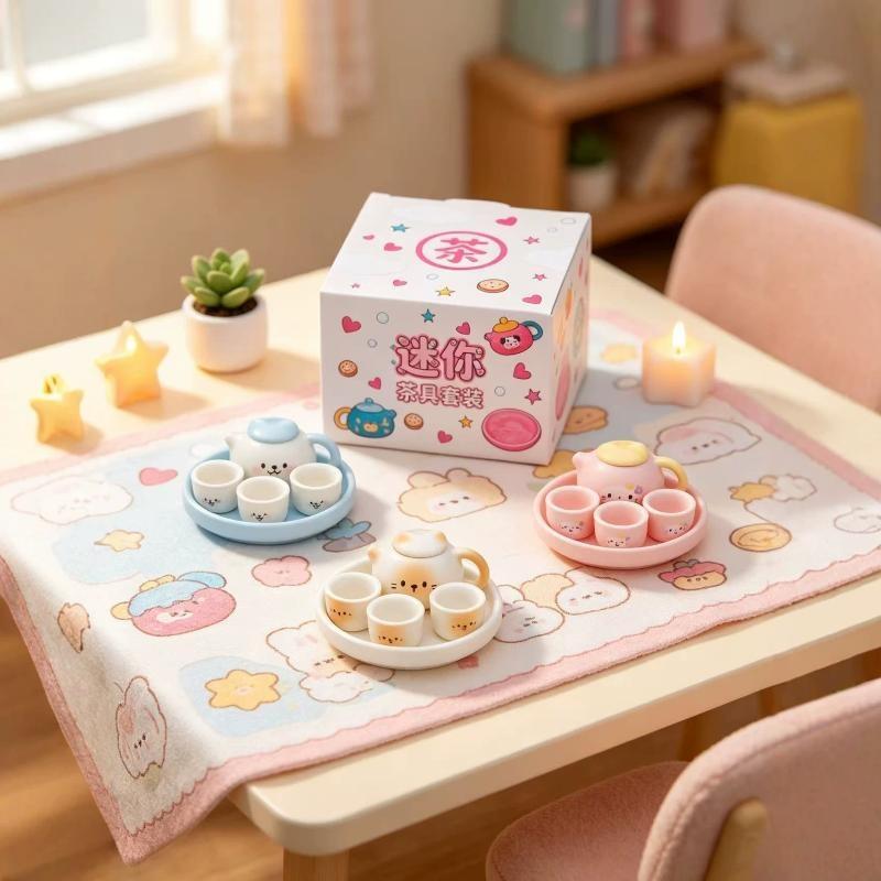 Cute Light Blue Elephant Ceramic Tea Set With 3 Small Cups Serving Tray Perfect For Afternoon Tea Kids Gift Home Decoration