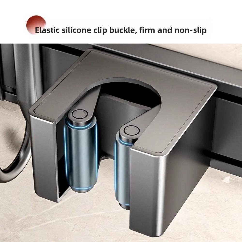Wall Mounted Mop Clip with Hook Hook Shelf Multi Functional Broom Storage Rack  Home Storage