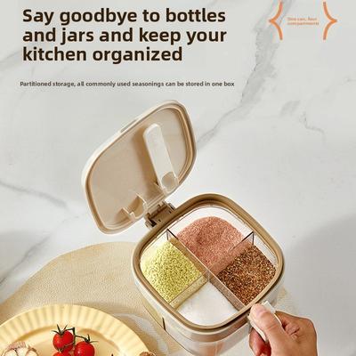 Neues versiegeltes Gewürzglas für den Küchengebrauch, integrierte Gewürzflasche mit mehreren Fächern, Salz, Mononatriumglutamat, Pfeffer