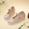 Fashion Oriental Elegance Satin - Embroidered Wedges | Buckle - Strap Hanfu - Friendly Ancient  Charm Shoes