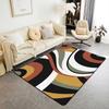 Contemporary Earthy Tone Themed Rug,Red Brown Beige Abstract Wave Non-Slip Floor Mat for Bedroom Living Room Office Decor Carpet