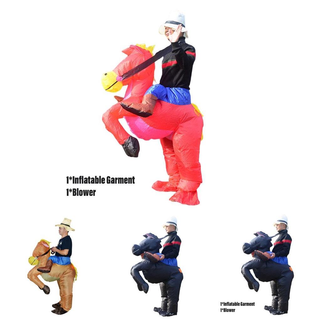 Inflatable Horse Costume For Adults Creative Performance Outfit Polyester Material Brown/red/black