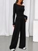 1116 Autumn Explosive Casual Suit Asymmetrical Long Sleeve T-Shirt Wide Leg Pants Casual Sportswear Women