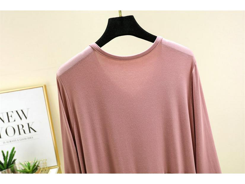 Women's Modal Long Sleeve Swing Dress with Chest Pads - Plus Size Casual for Spring, Summer, Autumn