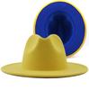 European and American woolen top hat new outer yellow inner sapphire blue hat ethnic style jazz hat cashmere felt hat