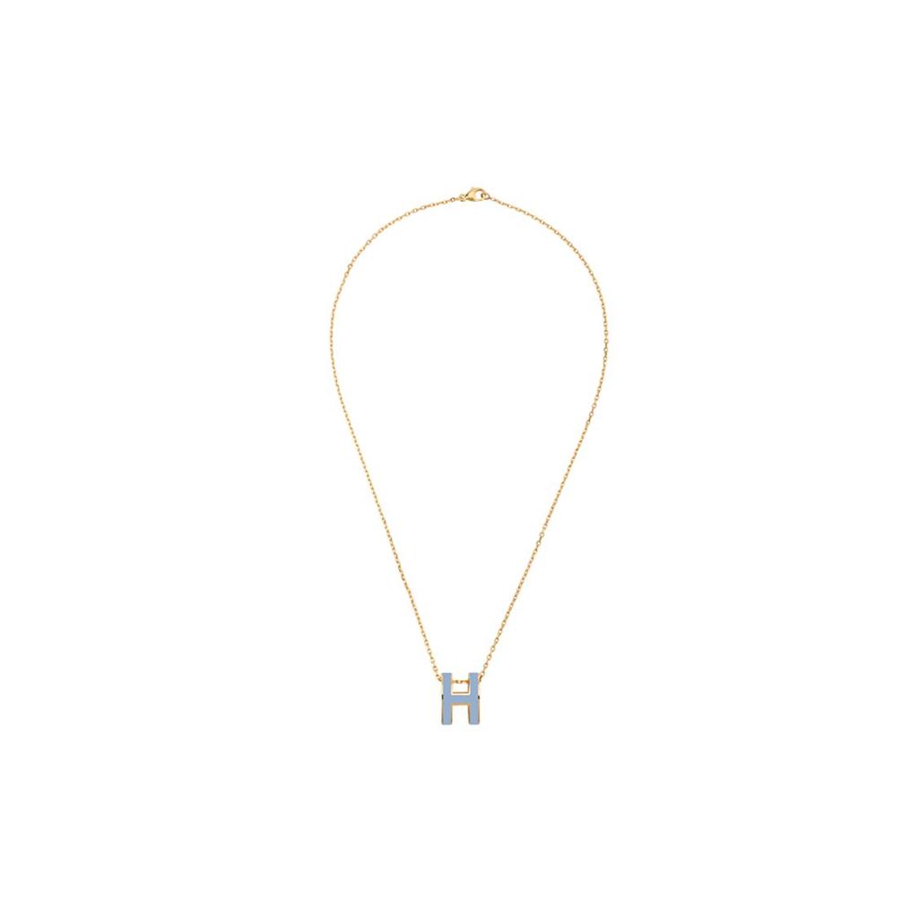 Hermes Mini Pop H Brand Logo Gold Plated Metal Necklace Women Necklace H147992F 05