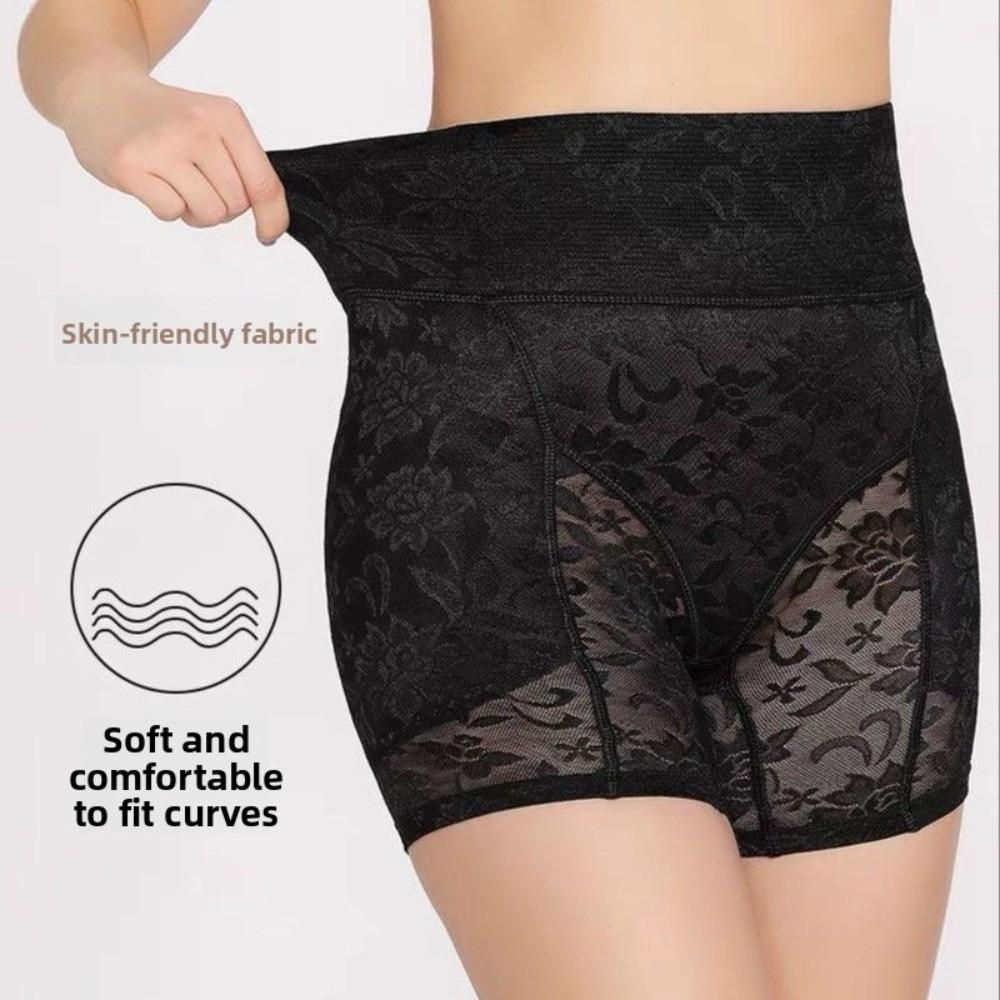 High Waist Slimming Shapewear with Pads Lace Mesh Butt Lifting Briefs Body Shaping Panties Ladies