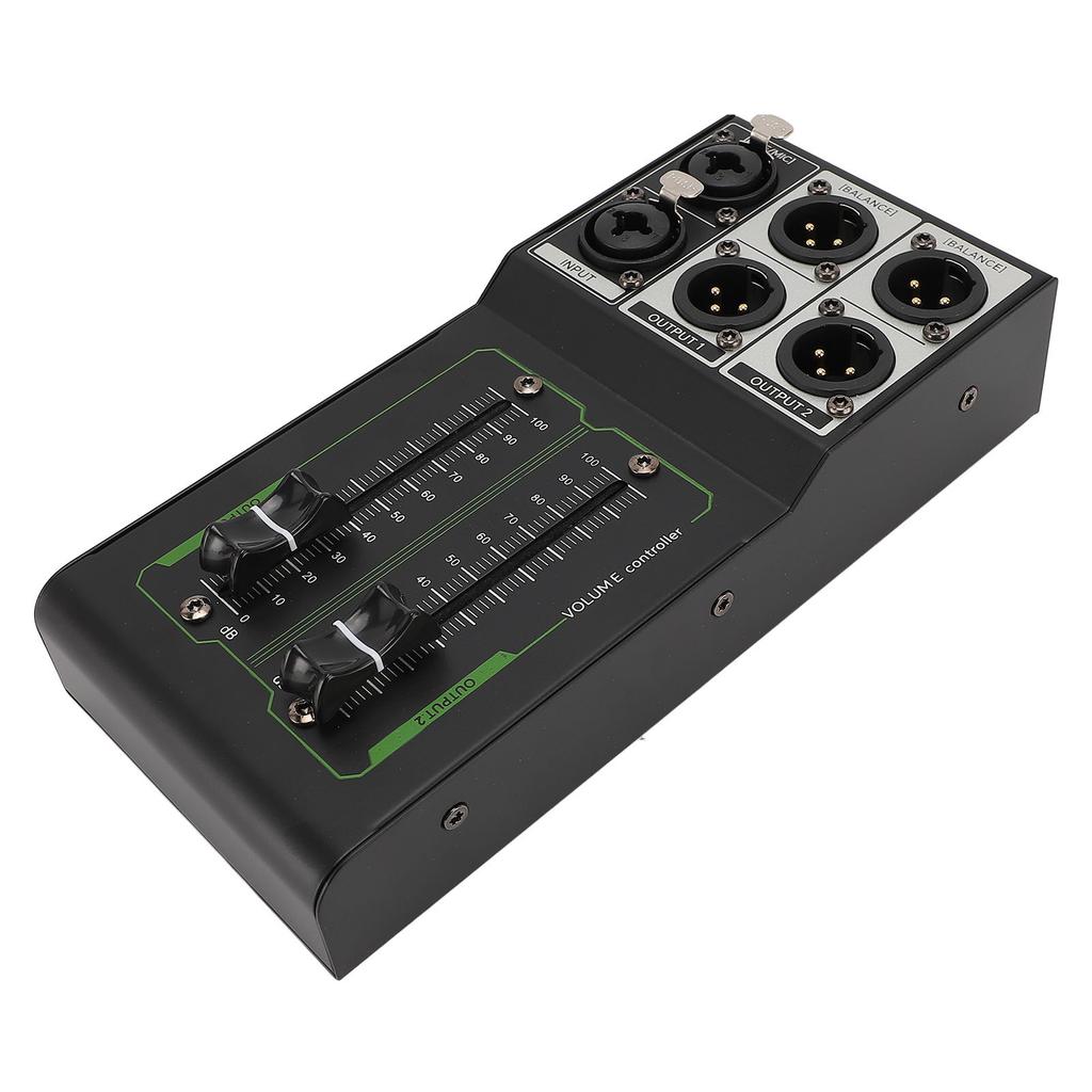 Passive Volume Controller, 1 in 2 Out Accurate Stereo Volume Controller, All Metal Lossless Passive Volume Control Box with Extended 70MM Fader, Plug