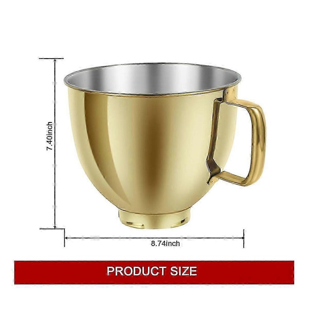5 QT Stainless Steel Mixer Bowl for KitchenAid Gold