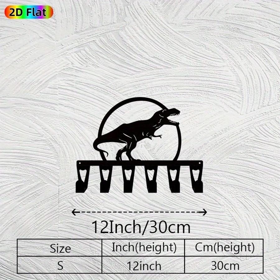 

T Rex Key Holder Metal Wall Art 6 Hooks Dinosaur Theme Iron Decor Entryway Office Gift