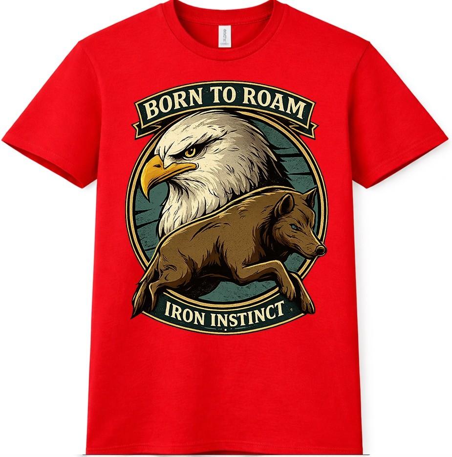 Eagle Boar T Shirt Born to Roam Wild Animal Graphic Tee Hunting Casual Top S