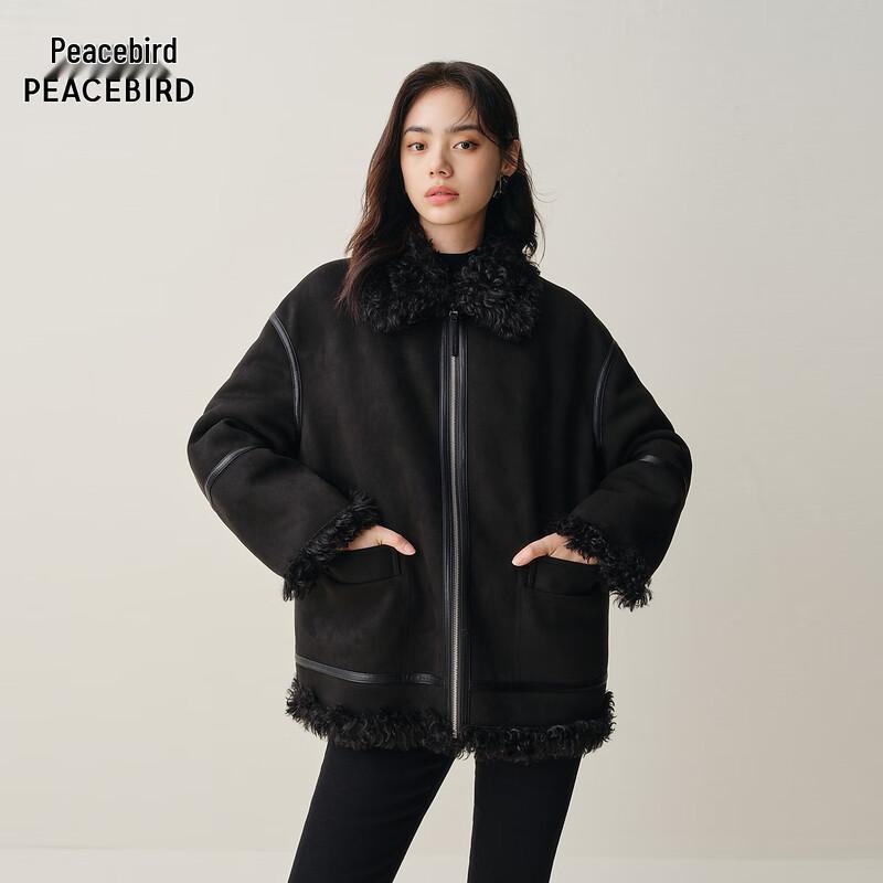 

Женская куртка-мотоциклетка оверсайз из искусственной кожи с отделкой искусственным мехом L (165)