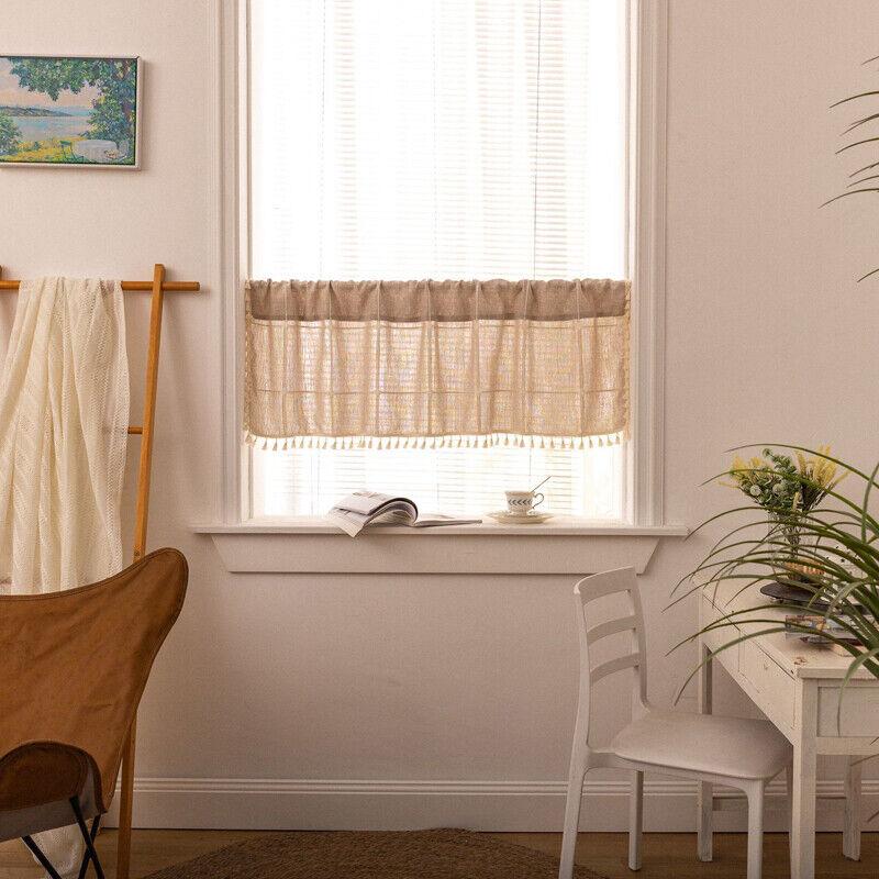 1PC Rod Pocket Half Short Curtain Tassels for Cafe Window Door Valance Drape Decor Home Interior Shade Window Drapes Cafe