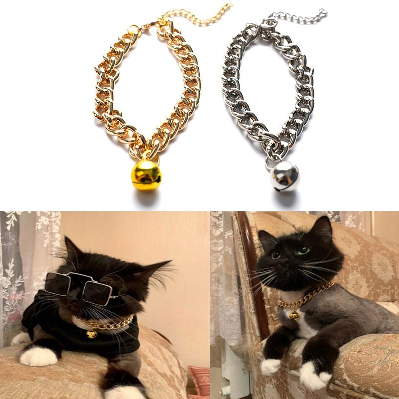 Hunde Training Halsband Katze Haustiere Cuban Link Dicke Kette Halskette Gold 6/8/10 Zoll
