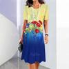 Rochie Midi Elegantă de Damă cu Mânecă Scurtă, Modă, Imprimeu 3D, Mărimi Mari, Îmbrăcăminte de Plajă