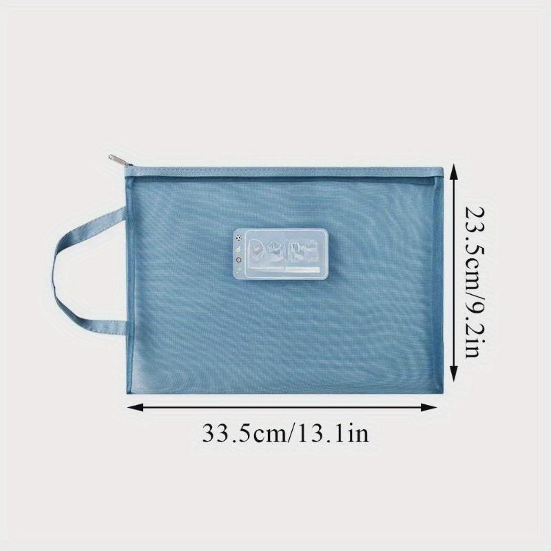 A4 Stationery Storage Bag Double-layer Mesh Zipper Bag Large Capacity Organizer Cosmetic Makeup Bag Transparent File Folders LS