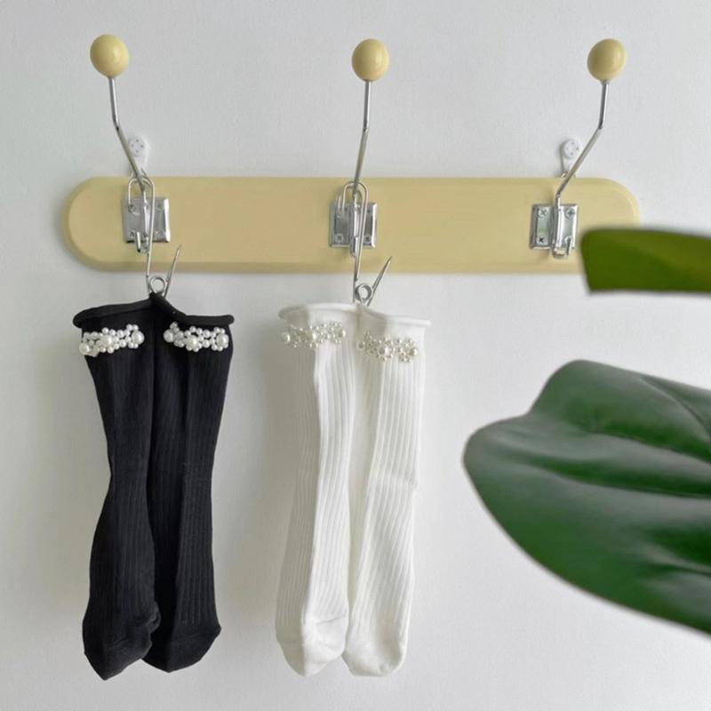 Pearls Crew Socks Sweet Roll Cuffs Ankle Dress Socks Japanese Cute Calf Socks
