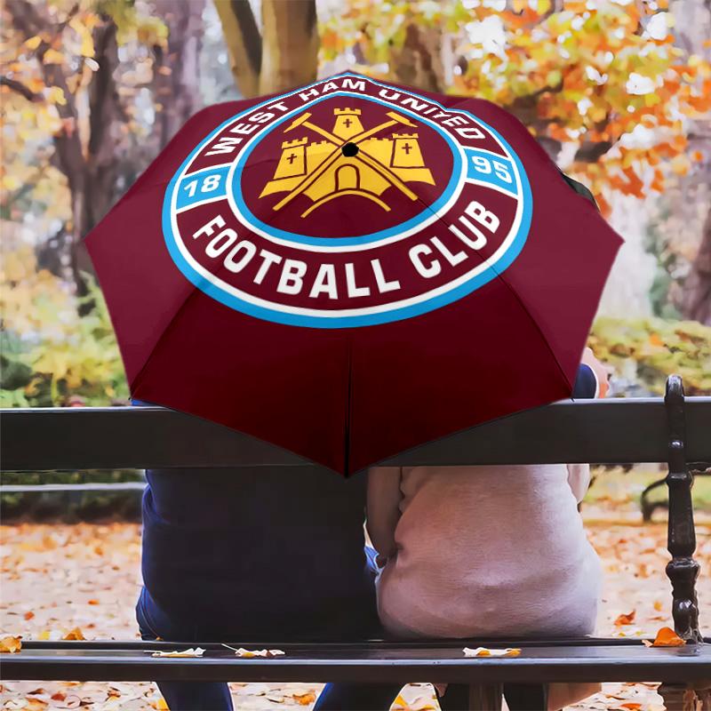 1 PC Automatic Folding Umbrella - West Ham Pattern Portable Foldable Design With 8 Ribs Christmas Birthday Gifts