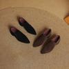 Fashion Women's New Spring and Autumn Pointed Leather Sheep Suede Comfortable Low Heel Plus Size Retro Work Oxford Shoes