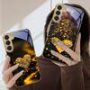 Shining heart shape For Samsung Galaxy S20 FE S21 S22 Ultra S23 Plus S24 Ultra 25Ultra S21+ S9+ 22Plus Golden glass phone case