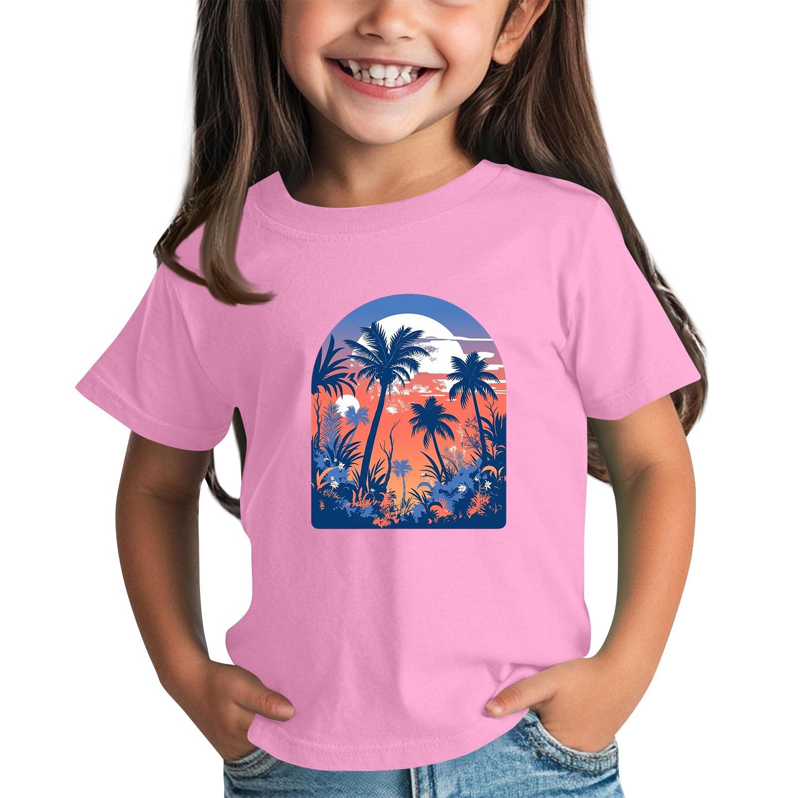 

Футболки для малышей, девочек и мальчиков, детские футболки с короткими рукавами и принтом для мальчиков и девочек 130 розовый