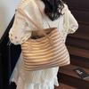 New Straw Bag Women's Summer Striped Casual Simple Versatile Shoulder Bag Large Capacity Seaside Vacation Beach Bag