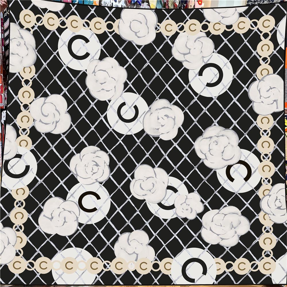 

135Cm Cashmere Scarf Women Manual Hand Rolled Shawls Flowers Square Scarves Wrap Bandana Luxury Hijab Female Foulards 135CM x 135CM
