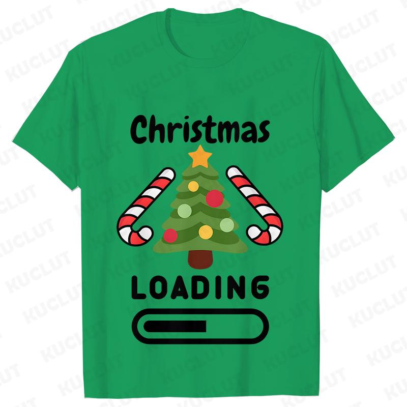 Christmas Loading Graphic TShirt Men Clothing Xmas Short Sleeve Tees Happy New Year Tshirt Trendy Merry Christmas Y2k Tops