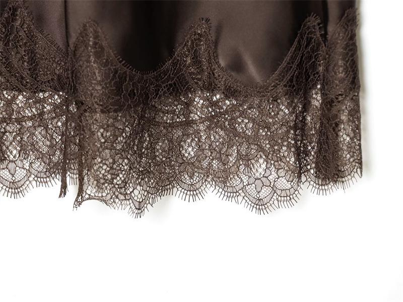 European American Winter 2025 Lace Satin Midi Skirt