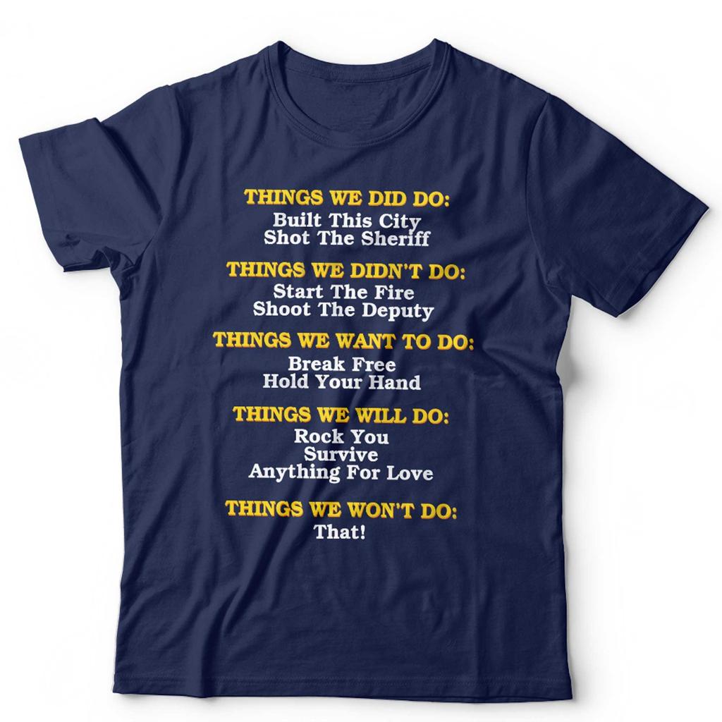 Grappig Muziektekst T-shirt Unisex Rock Pop Songtitels Muziekliefhebber Cadeau Grafisch