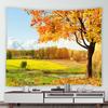 Psychedelic Forest Nature Rural Tapestry Home Landscape Wall Art Mural Blanket Yellow Red Maple Autumn Tapestry
