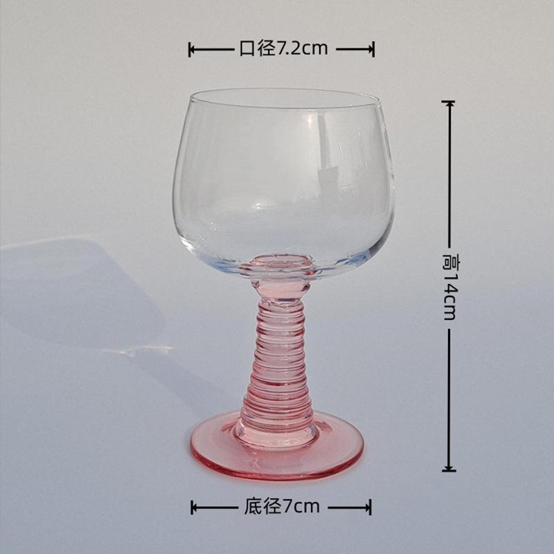 

Vintage Water Goblets Retro Wine Glass Boho Wine Glasses Unique Colored Stemware Elegant Water Cocktail Cups 201-300ml розовый