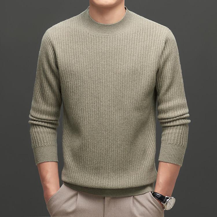

Puyuan Men s Thick Wool Knit Sweater - Warm, Casual Solid Color Round Neck for Autumn/Winter 2XL