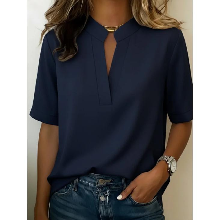 2026 Zomer Nieuw Effen Kleur Casual Pullover Korte Mouw Dames Losse Grote Maat Top