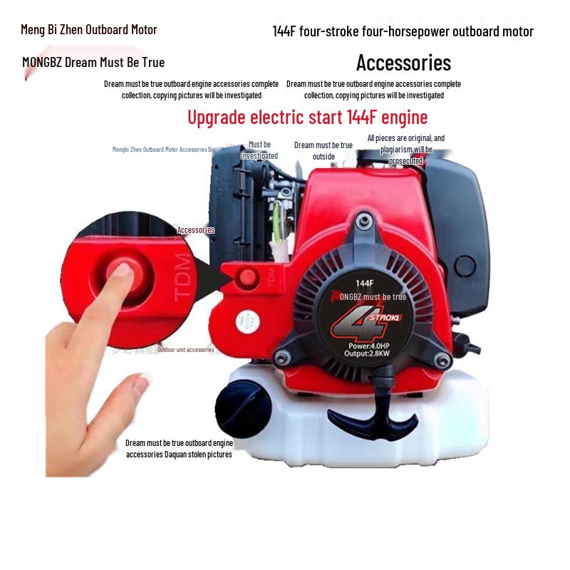 Four-Stroke 4HP Outboard Motor Parts: Propeller, Carburetor, Starter, Throttle Cable, Gearbox, Clutch, Cylinder