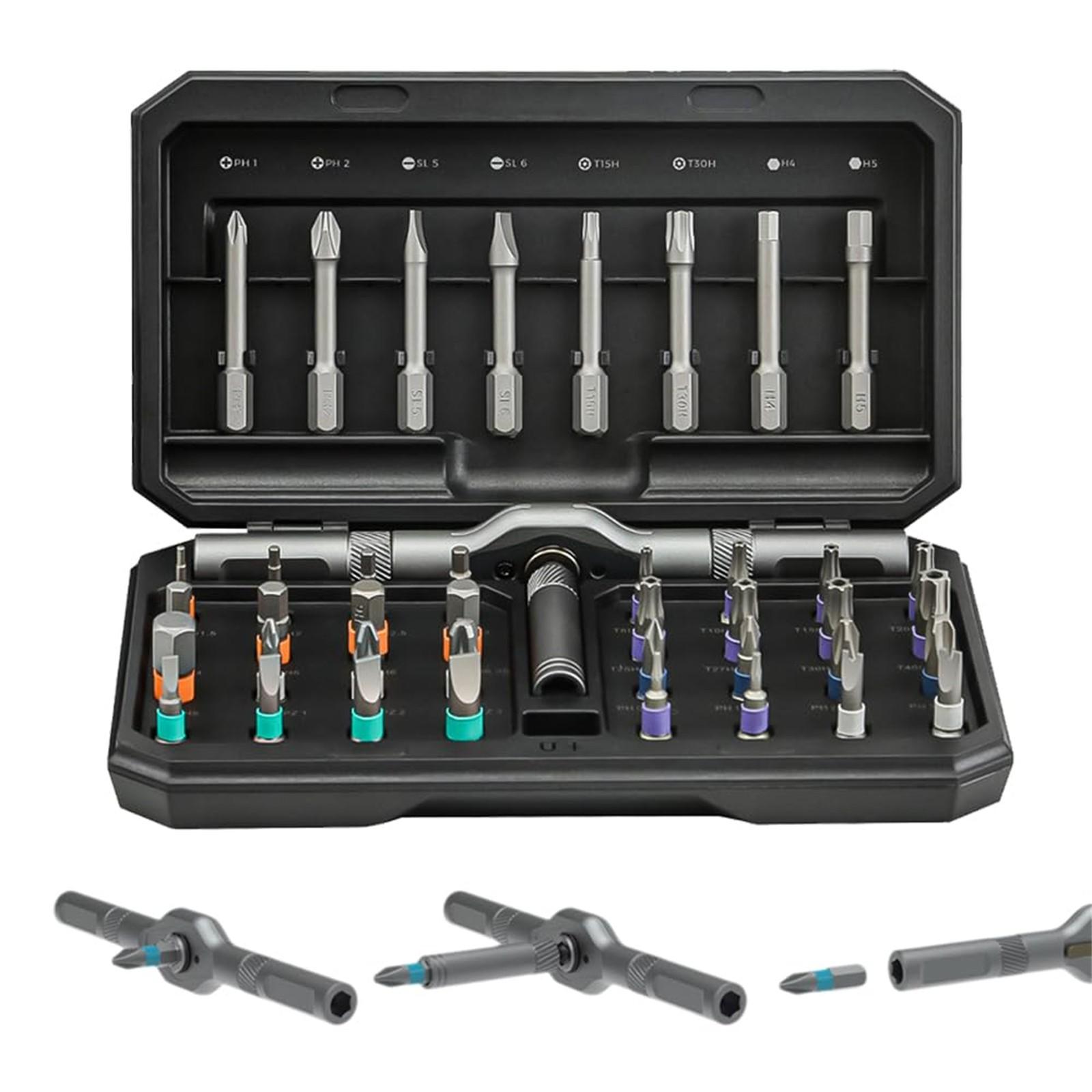 

Magnetic Screwdriver,24&1 Magnetic Screwdriver Set, DIY Ratchet Screwdriver Set, Detachable Ratchet Handle, Portable Compact Tool Kit (42-in-1 One Size чёрный