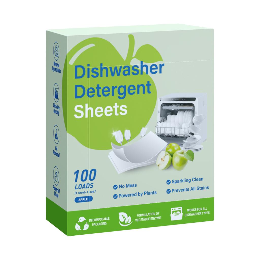 Dishwasher Tablets 100 Pack, Eco-Friendly Dishwasher Detergent, No Plastic  To Tablets