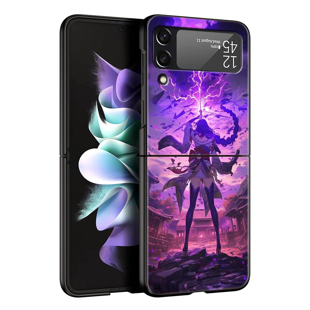 

Phone Case for Samsung Galaxy Z Flip 3 4 5 6 7 Folding For Samsung Z Flip4 Flip5 PC Hard Cover Raiden Shogun Genshin Impact Galaxy Z Flip