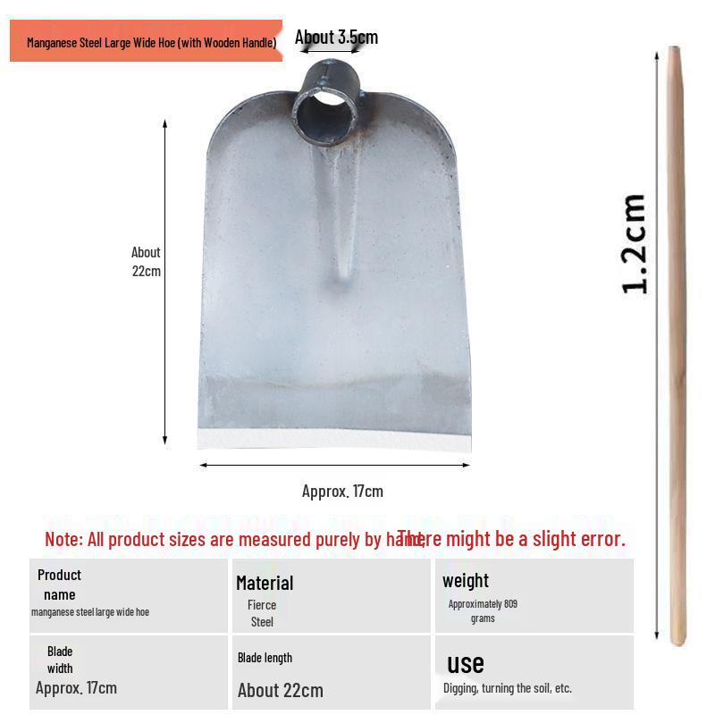 All-Steel Manganese Hoe for Outdoor Gardening and Land Reclamation