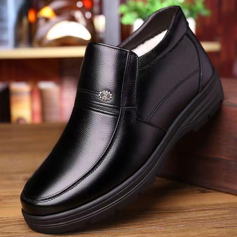 Black Snow Boots Men Boots Genuine Leather Dad Shoes Leather Cotton Shoes Mens Dress Boots Winter Shoes Men Zapatillas Hombre